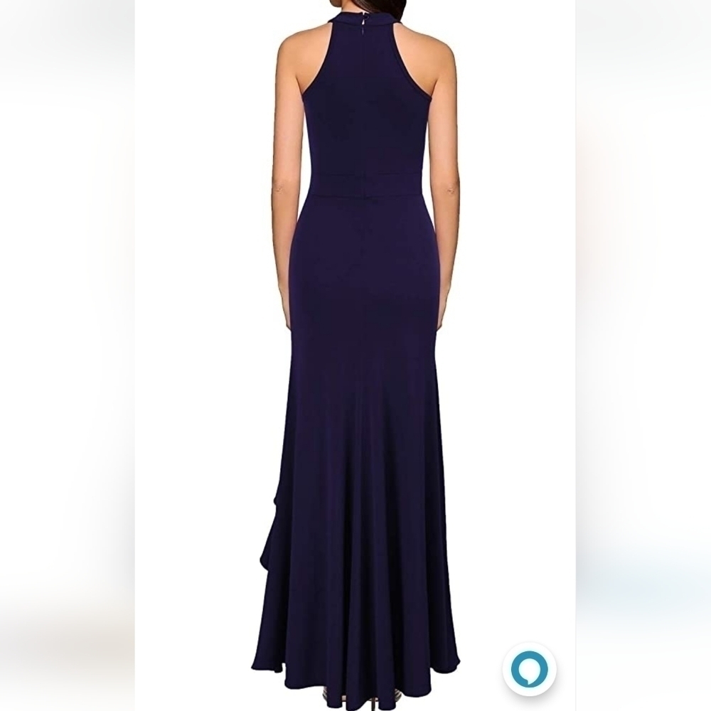 Women's High Neck Split Bodycon Mermaid Evening Cocktail Long Dress - Picture 2 of 2
